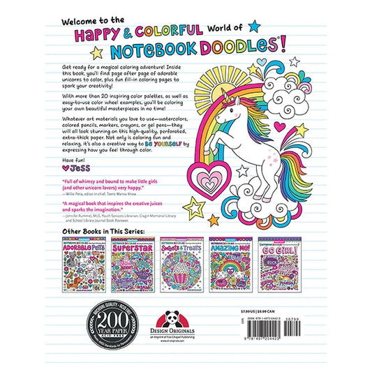 Notebook Doodles Unicorns - Coloring & Activity Book - US 0144