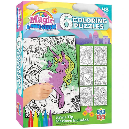Magic &amp; Make Believe 6 Pack Coloring Puzzles - Best for Ages 4 to 9 - US 7726
