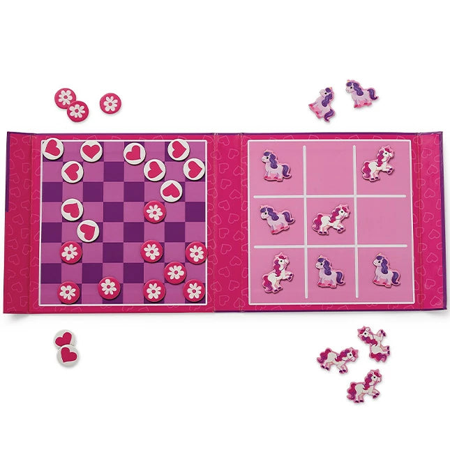 Magnetic Tic-Tac-Toe 2-in-1 Checkers - Unicorn - Best for Ages 5 to 9 - US 7494