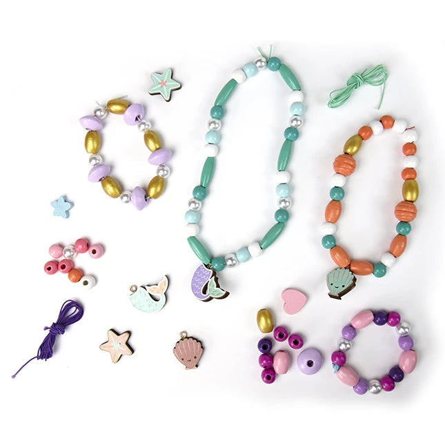 Sycomore Perles - 280pc Mermaid Wooden Beads - Best for Ages 4 to 8 - US 5358