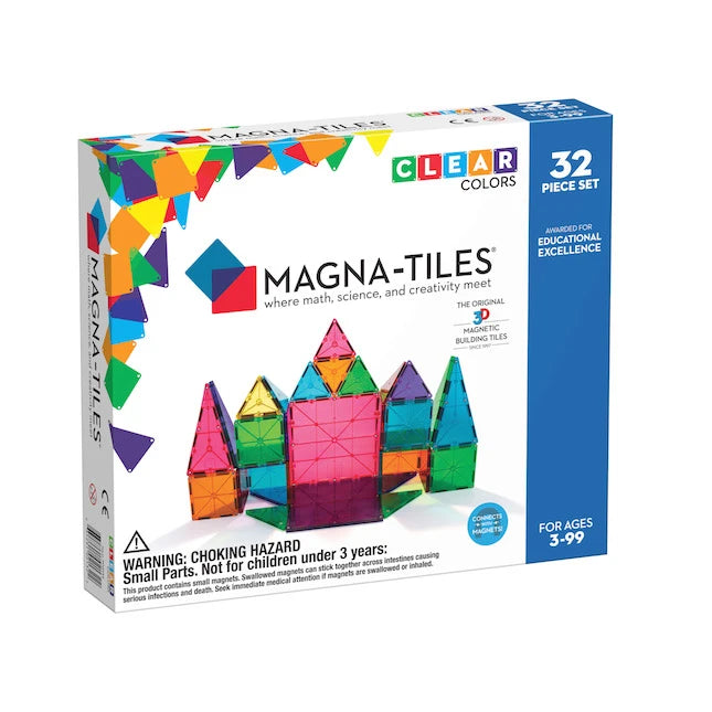 Magna-Tiles Clear Colors 32 pc Set - Best for Ages 4 to 9 - US 1497