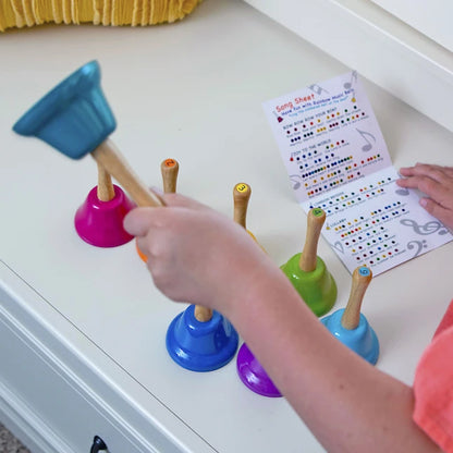 Rainbow Music Hand Bells with Wood handles - Best for Ages 3 to 6 - US 4576